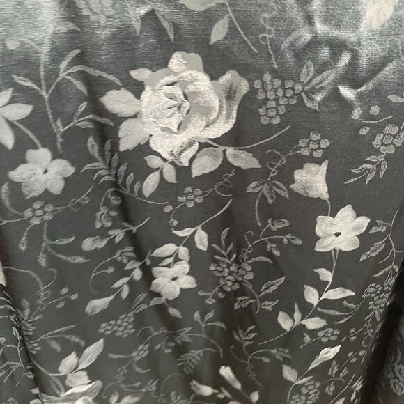 Vintage Dark Teal Satin Maxi Dress Floral Empire Waist Tie Back Sleeveless Sz 10 - Picture 7 of 11